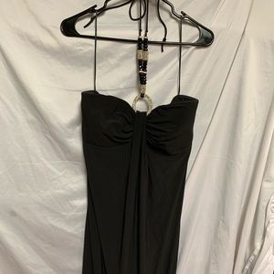 Maxi dress with tie at top